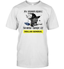 Grumpy Witch Cat My Broom Broke So Now I Work At Dollar General Halloween T-Shirt цена и информация | Мужские футболки | kaup24.ee