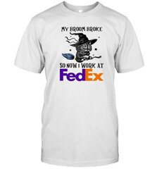 Grumpy Witch Cat My Broom Broke So Now I Work At Fedex Halloween T-Shirt цена и информация | Мужские футболки | kaup24.ee