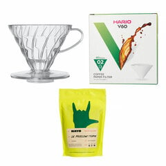 Kit: Hario V60-02 Transparent Dripper + V60-02 Filters + HAYB Tropik Coffee 250g hind ja info | Kohvimasinate lisatarvikud | kaup24.ee