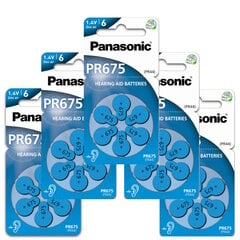 Panasonic 675 (PR44) kuuldeaparaadi patareid 5x6 tk, 30 tk. hind ja info | Patareid | kaup24.ee