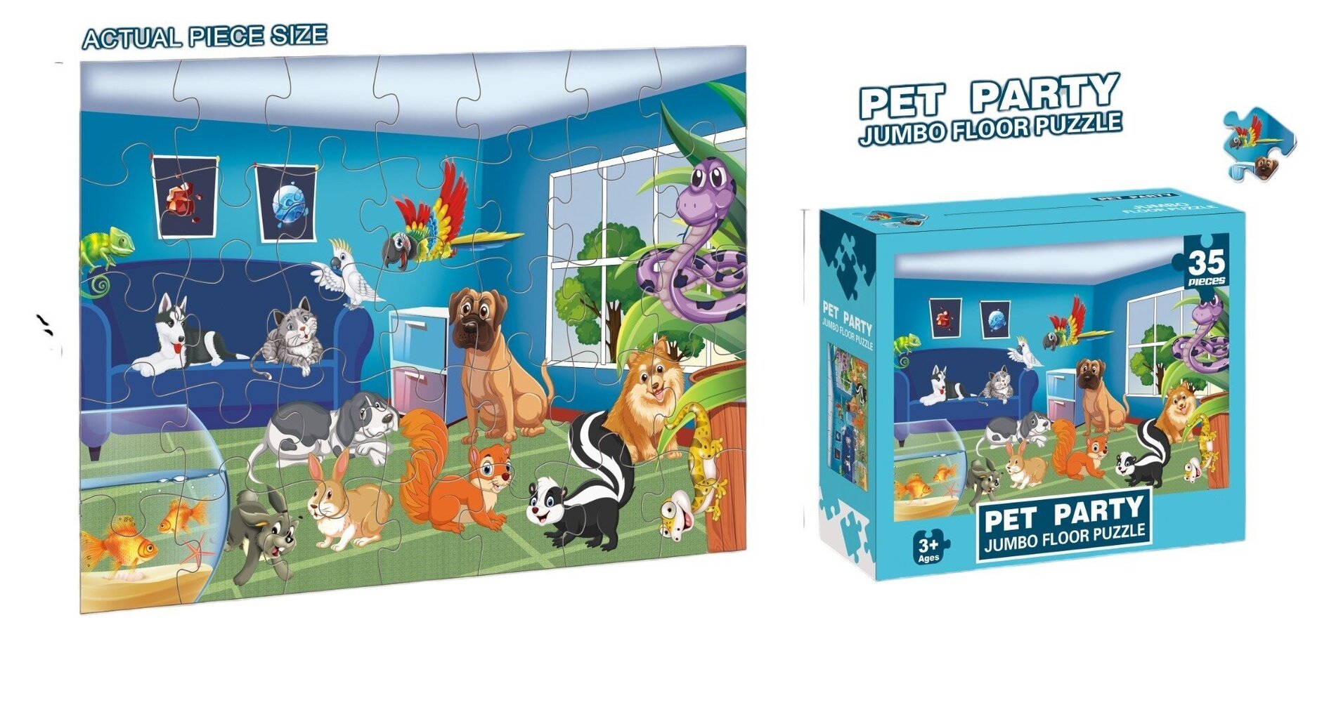 Puzzle Jumbo Floor Puzzle Pet Party, 35 det hind ja info | Pusled | kaup24.ee