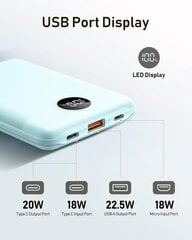 VEEKTOMX Mini Power Bank 10000mAh, синий цена и информация | Зарядные устройства Power bank | kaup24.ee