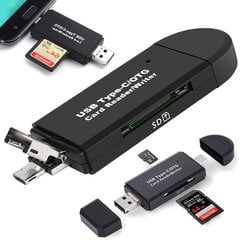 Картридер Perfee, USB/USB-C Micro USB 3в1 цена и информация | Адаптеры и USB-hub | kaup24.ee