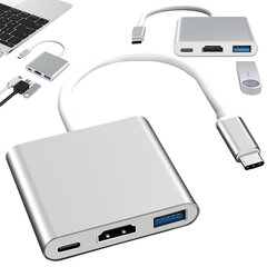 Adapter Perfee, 3in1, USB-C, USB 3.0, HDMI 4K hind ja info | USB jagajad, adapterid | kaup24.ee