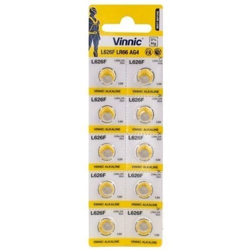 Vinnic L626F / LR66 / AG4 1.5 V Leelispatareid, 10 tk. hind ja info | Patareid | kaup24.ee