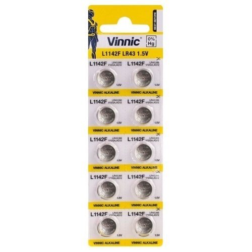 Vinnic G12 / AG12 / L1142 / LR43 / 186 / V12GA / RW84 / D186 / 1.5 V Leelispatareid, 10 tk. hind ja info | Patareid | kaup24.ee