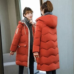 (xxL 70-75kg-roostepunane)Talvine naiste soe paks mantel Oversized 3XL Parkas Outwear Snow Wear jope Keskmise pikkusega kapuutsiga puuvillane polsterdatud vaba mantel hind ja info | Naiste mantlid | kaup24.ee