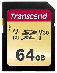 Transcend TS64GSDC500S MicroSDXC 64GB hind ja info | Mobiiltelefonide mälukaardid | kaup24.ee