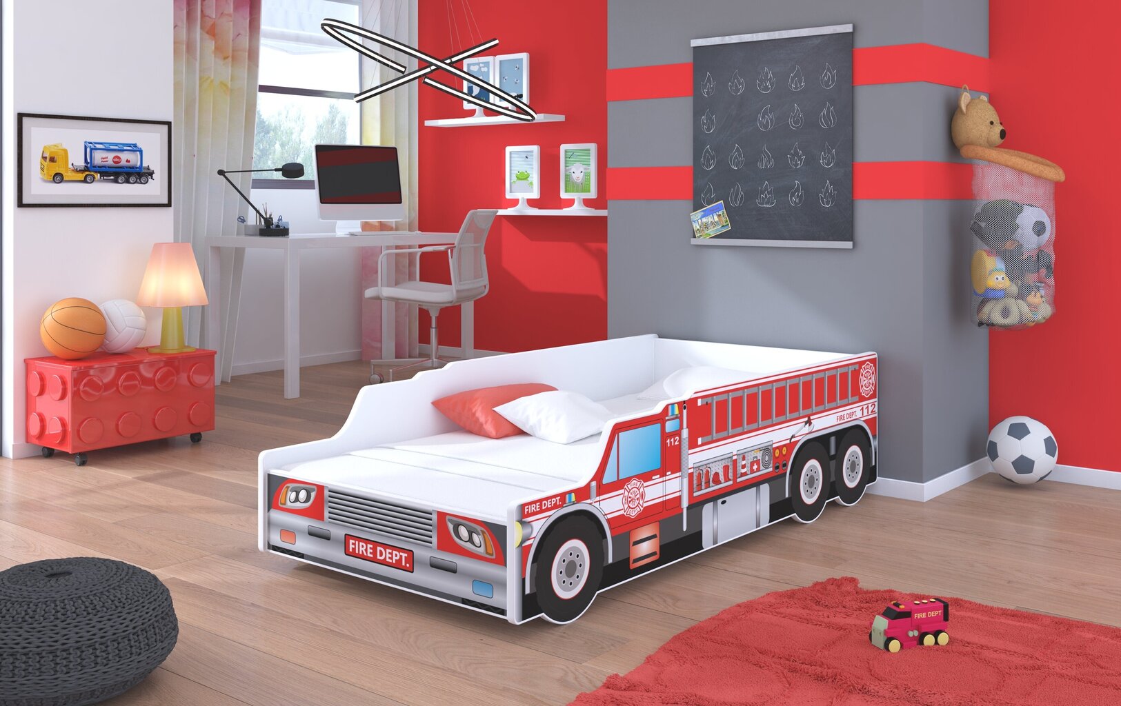 Lastevoodi ADRK Furniture Fire Truck, 160x80cm цена и информация | Lastevoodid | kaup24.ee