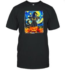 Halloween Black Cat Van Gogh The Starry Night T-Shirt цена и информация | Мужские футболки | kaup24.ee