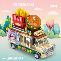 Linna tänavavaade Mini ehitusklotsid DIY Burger Food Truck Shop Koogipood Kohvik 3D Modell Tellised Laste Mänguasjad Pühadekingitused цена и информация | Пазлы | kaup24.ee