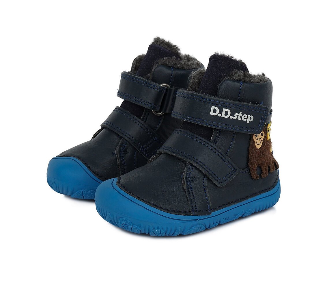 D.D.Step Barefoot sooja voodriga sügis-talv nahksaapad poisile, W073-457A, Royal Blue цена и информация | Laste saapad | kaup24.ee