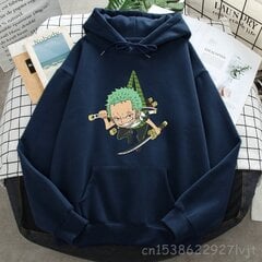 (XXLDark Blue d)Roronoa Zoro Print Hoodid Naised Mehed Jaapan Anime Pusad Kapuutsiga Bränd Mees Naine Kapuutsiga taskud Tänavarõivad SHRY hind ja info | Meeste kampsunid | kaup24.ee