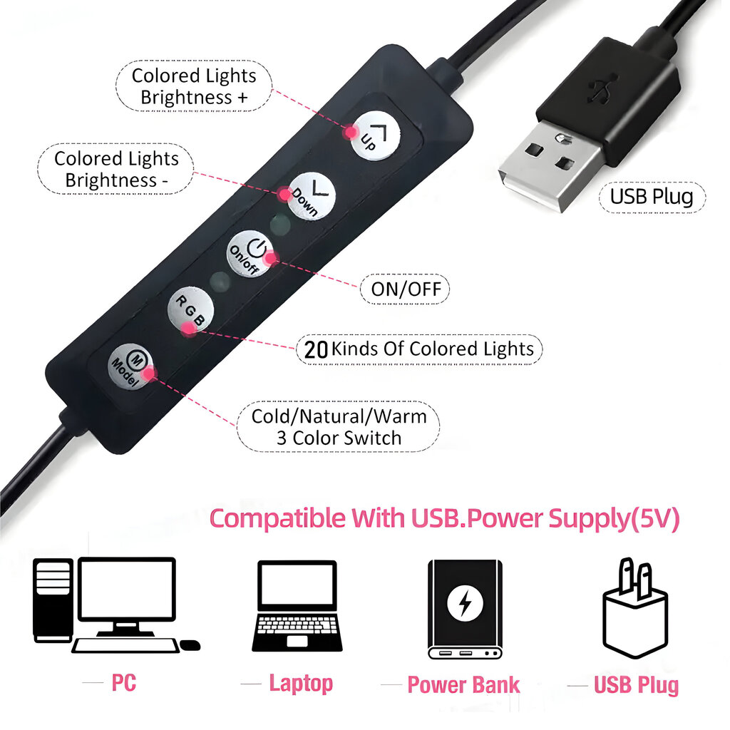 Südamekujuline LED rõngasvalgusti 20RGB režiimi ja statiiviga, LIVMAN JM26-10 (led ring) цена и информация | Fotovalgustuse seadmed | kaup24.ee