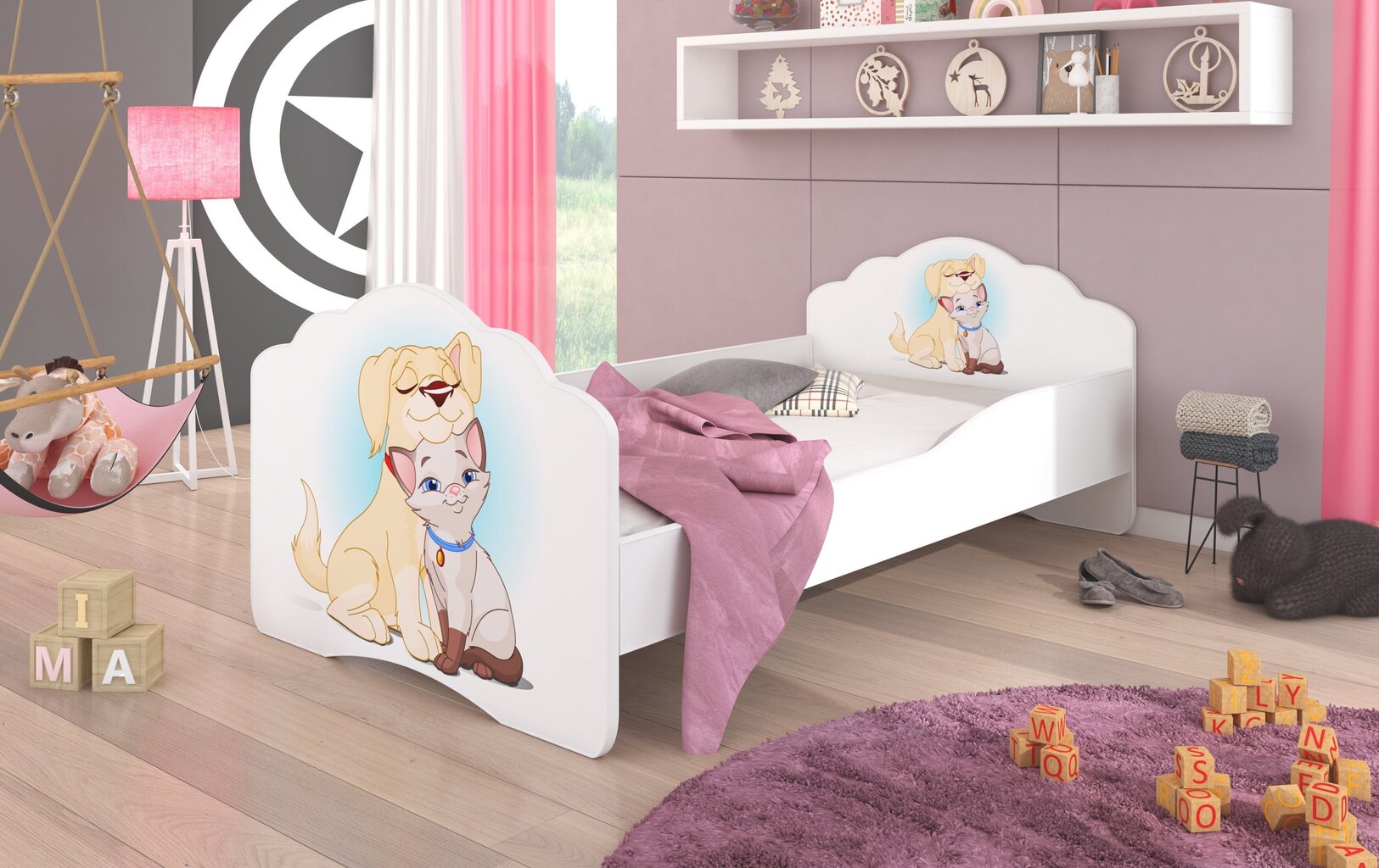 Lastevoodi ADRK Furniture Casimo Dog and Cat, 140x70cm цена и информация | Lastevoodid | kaup24.ee