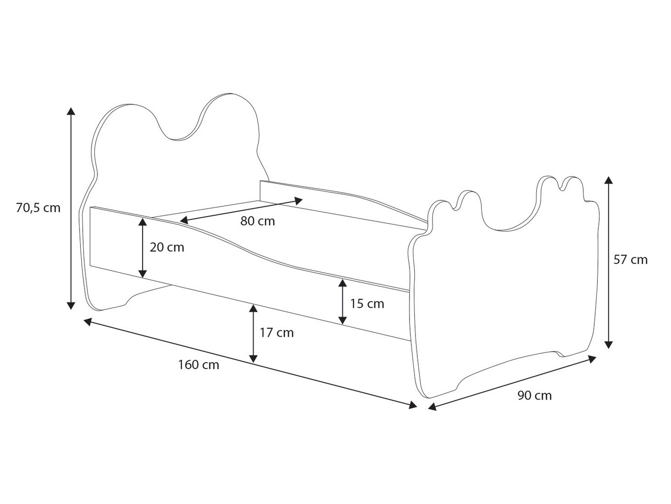 Lastevoodi ADRK Furniture Bear 164, 80x160 cm, sinine/valge цена и информация | Lastevoodid | kaup24.ee