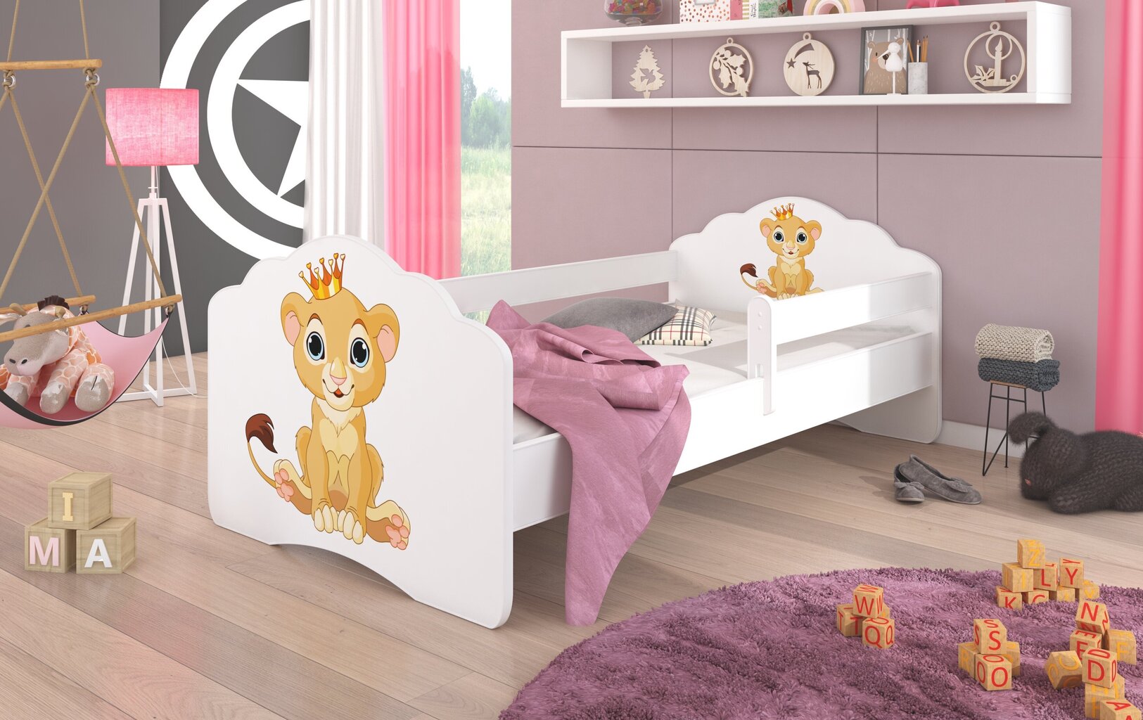 Lastevoodi eemaldatava kaitsega ADRK Furniture Casimo Lion, 70x140 cm цена и информация | Lastevoodid | kaup24.ee