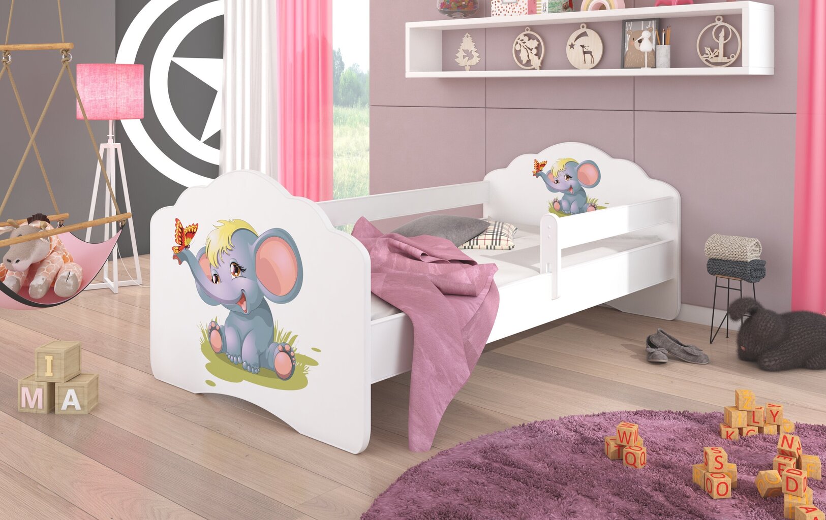 Lastevoodi eemaldatava kaitsega ADRK Furniture Casimo Elephant, 80x160 cm hind ja info | Lastevoodid | kaup24.ee