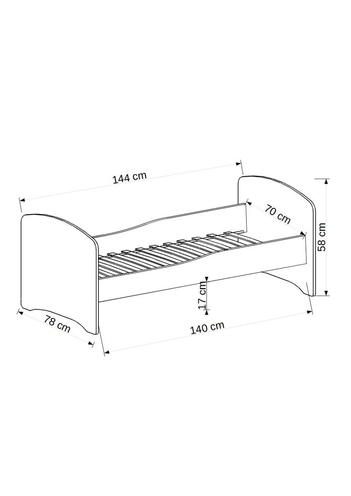 Lastevoodi ADRK Furniture Gonzalo White 144, 140x70 cm hind ja info | Lastevoodid | kaup24.ee