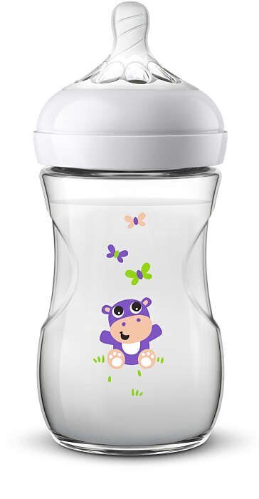 Philips Avent Natural Hippo 260 ml, 1+ kuud, SCF 070/22 hind ja info | Lutipudelid ja aksessuaarid | kaup24.ee