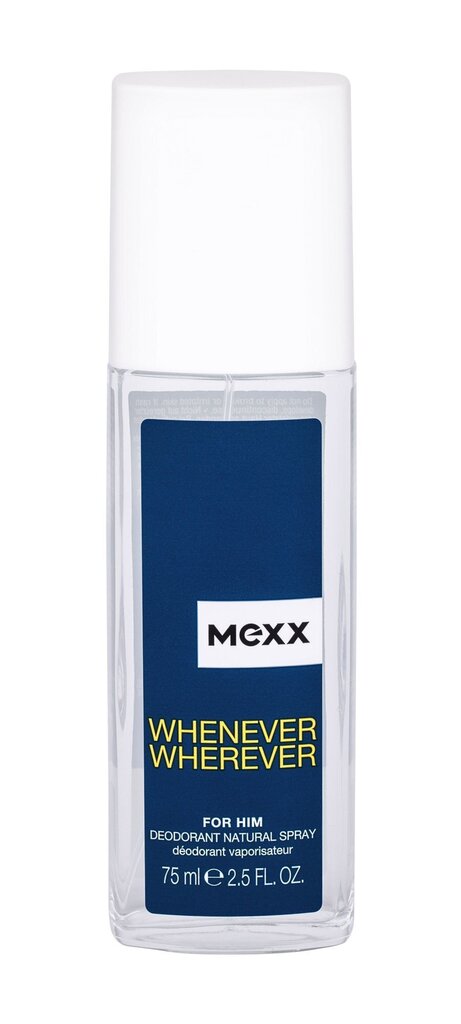 Spreideodorant meestele Mexx Whenever Wherever 75 ml цена и информация | Lõhnastatud kosmeetika meestele | kaup24.ee