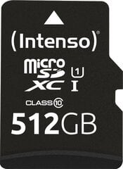 Intenso mälukaart microSDXC 512GB Class 10 UHS-I U1 Performance цена и информация | Карты памяти | kaup24.ee