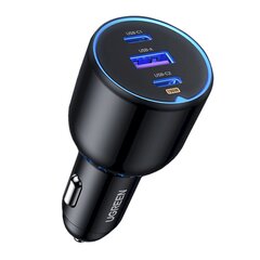 Автомобильное зарядное устройство, Ugreen CD2931, 2 x USB-C, PD и 1x USB-A, 130 Вт, черный цена и информация | Зарядные устройства Power bank | kaup24.ee