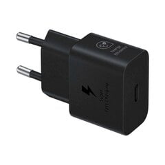 Сетевое зарядное устройство с кабелем USB-C, Samsung GaN 25 Вт. SFC, черный цена и информация | Зарядные устройства Power bank | kaup24.ee