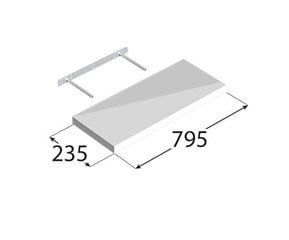 Полка со скрытым креплением 795/235, белая цена и информация | Стеллажи, полки | kaup24.ee