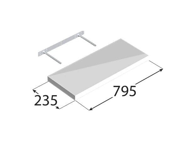 Peidetud kinnitusega riiul 795/235, valge hind ja info | Riiulid tööriistadele | kaup24.ee