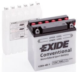 12V 9Ah 12N9-4B-1 135x75x139+- Exide цена и информация | Мото аккумуляторы | kaup24.ee