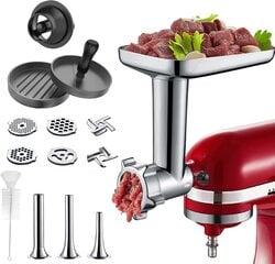 Аксессуар для мясорубки COFUN для кухонного комбайна KitchenAid с 4 измельчающими пластинами, 3 наполнителями для колбас, 1 прессом для гамбургеров цена и информация | Кухонные комбайны | kaup24.ee