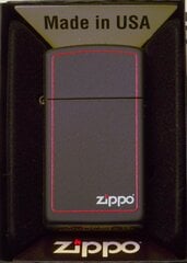 Zestaw ZIPPO Зажигалка BLACK MATTE RED BORDER LOGO SLIM Prezentowy No1 цена и информация | Зажигалки и аксессуары | kaup24.ee