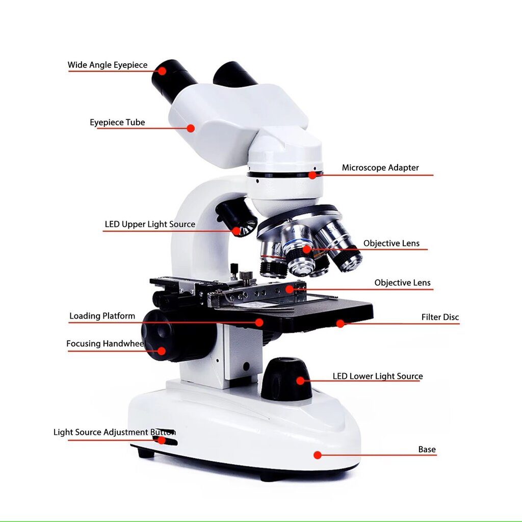 40X-5000X binokulaarne mikroskoop, 360° pööramine, selge pilt, kõrge eraldusvõime, labori binokulaarne mikroskoop. hind ja info | Mikroskoobid ja teleskoobid | kaup24.ee
