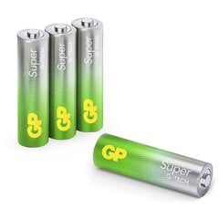 Gp Batteries patarei 1x4 Super Alkaline 1,5V AA Mignon LR06 Rel. 03015AETA-B4 цена и информация | Зарядные устройства | kaup24.ee