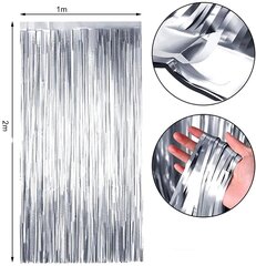 Шторы для праздничного оформления J8, серебро цена и информация | Праздничные декорации | kaup24.ee