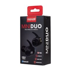 Maxell kõrvaklapid MINI DUO juhtmevabad in-ear with charging case must цена и информация | Наушники | kaup24.ee