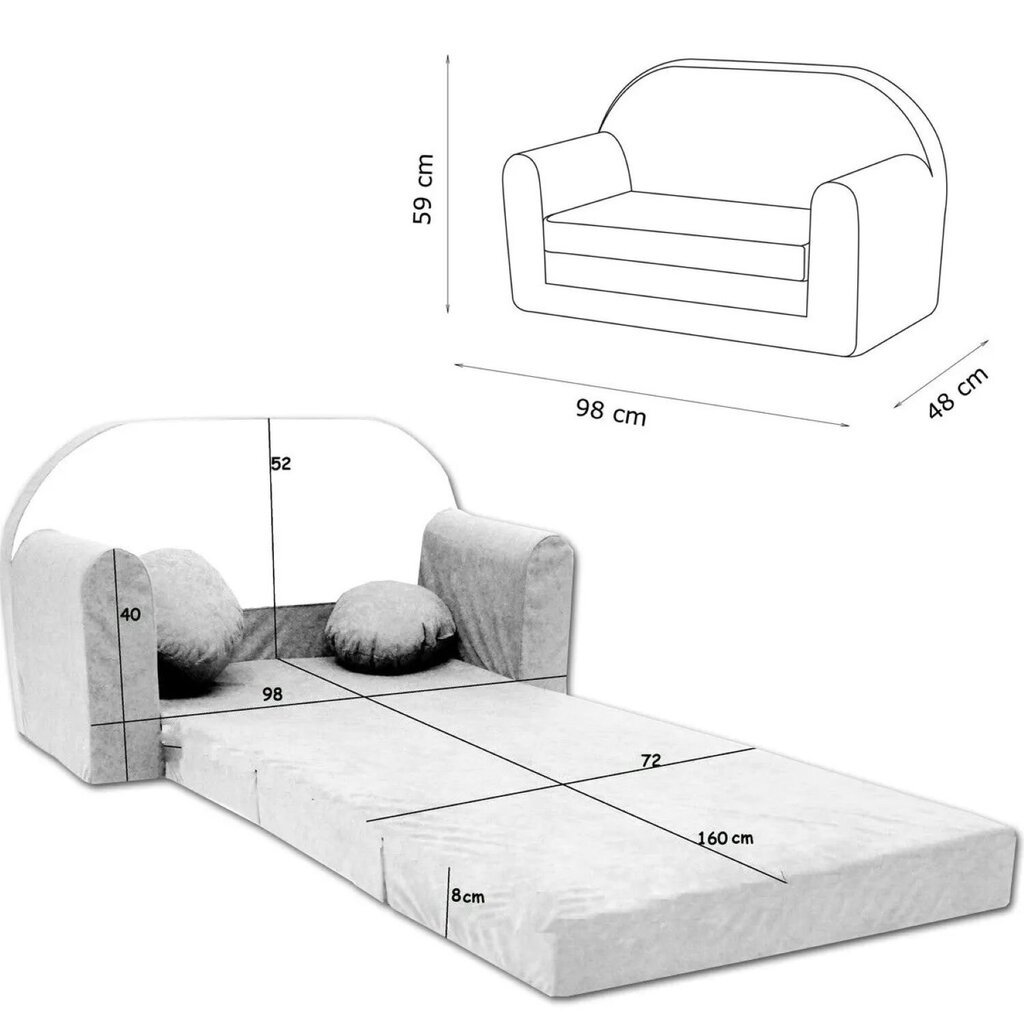 Laste mini diivan Welox hind ja info | Lastetoa kott-toolid, tugitoolid ja tumbad | kaup24.ee