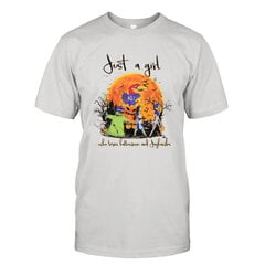 Just a girl who loves Halloween and Kansas Jayhawks shirt hind ja info | Meeste T-särgid | kaup24.ee