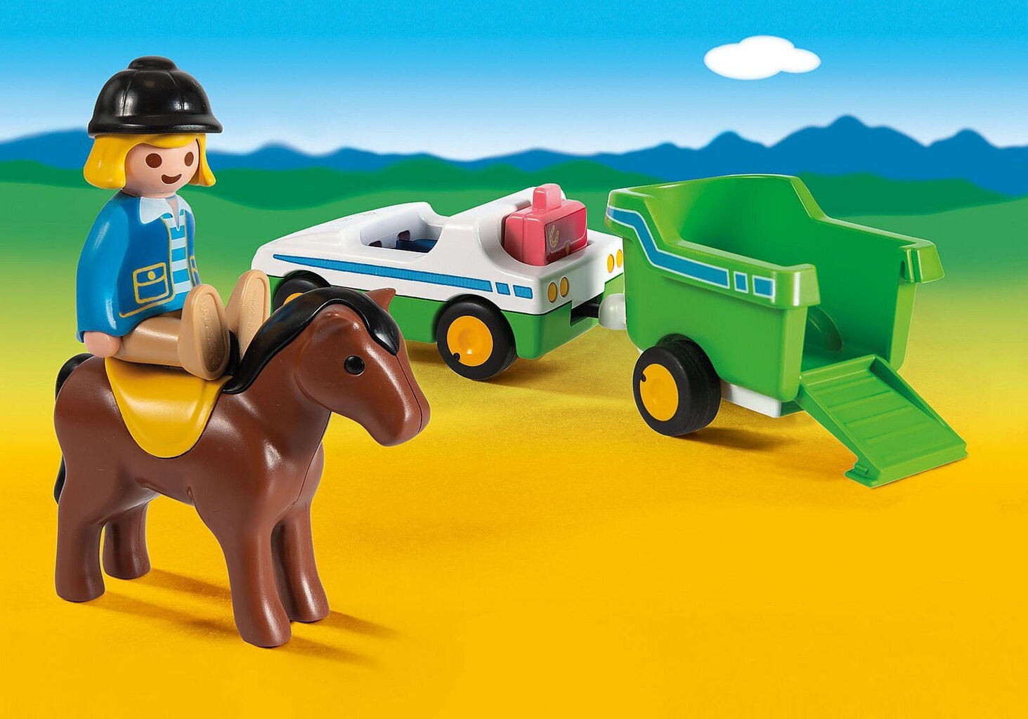 70181 PLAYMOBIL® 1.2.3. Auto koos hobusehagisega hind ja info | Klotsid ja konstruktorid | kaup24.ee