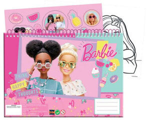 Barbie Happy Thoughts A/4 spiral sketchbook 40 lehte ja kleepsud hind ja info | Kirjatarbed | kaup24.ee