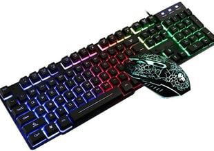 LED-taustvalgustusega mänguklaviatuur Mouse Combo ergonoomiline klaviatuur, must цена и информация | Аксессуары для планшетов, электронных книг | kaup24.ee