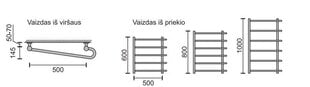 Käterätikuivati Rosela H, 500x800 mm, 400W hind ja info | Rosela Sanitaartehnika, remont, küte | kaup24.ee