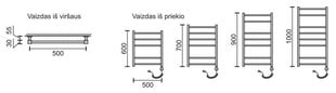 Elektriline käterätikuivati Rosela Round küttekehaga, 500x700 mm, 200W hind ja info | Rosela Sanitaartehnika, remont, küte | kaup24.ee