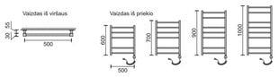 Elektriline käterätikuivati Rosela Round küttekehaga, 500x900 mm, 300W hind ja info | Rosela Sanitaartehnika, remont, küte | kaup24.ee