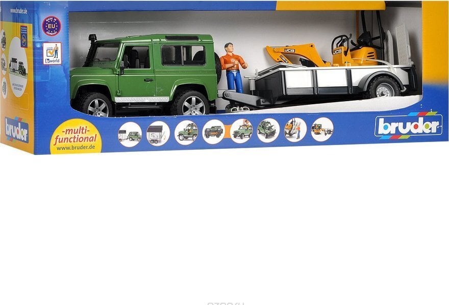 Veoauto ja ekskavaator töölisega Land Rover Bruder, BR-02593 hind ja info | Poiste mänguasjad | kaup24.ee