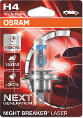 Automobilinė лампочка Osram Night Breaker Laser (Next Generation) H4, 1 шт. kaina ir informacija | Автомобильные лампочки | kaup24.ee