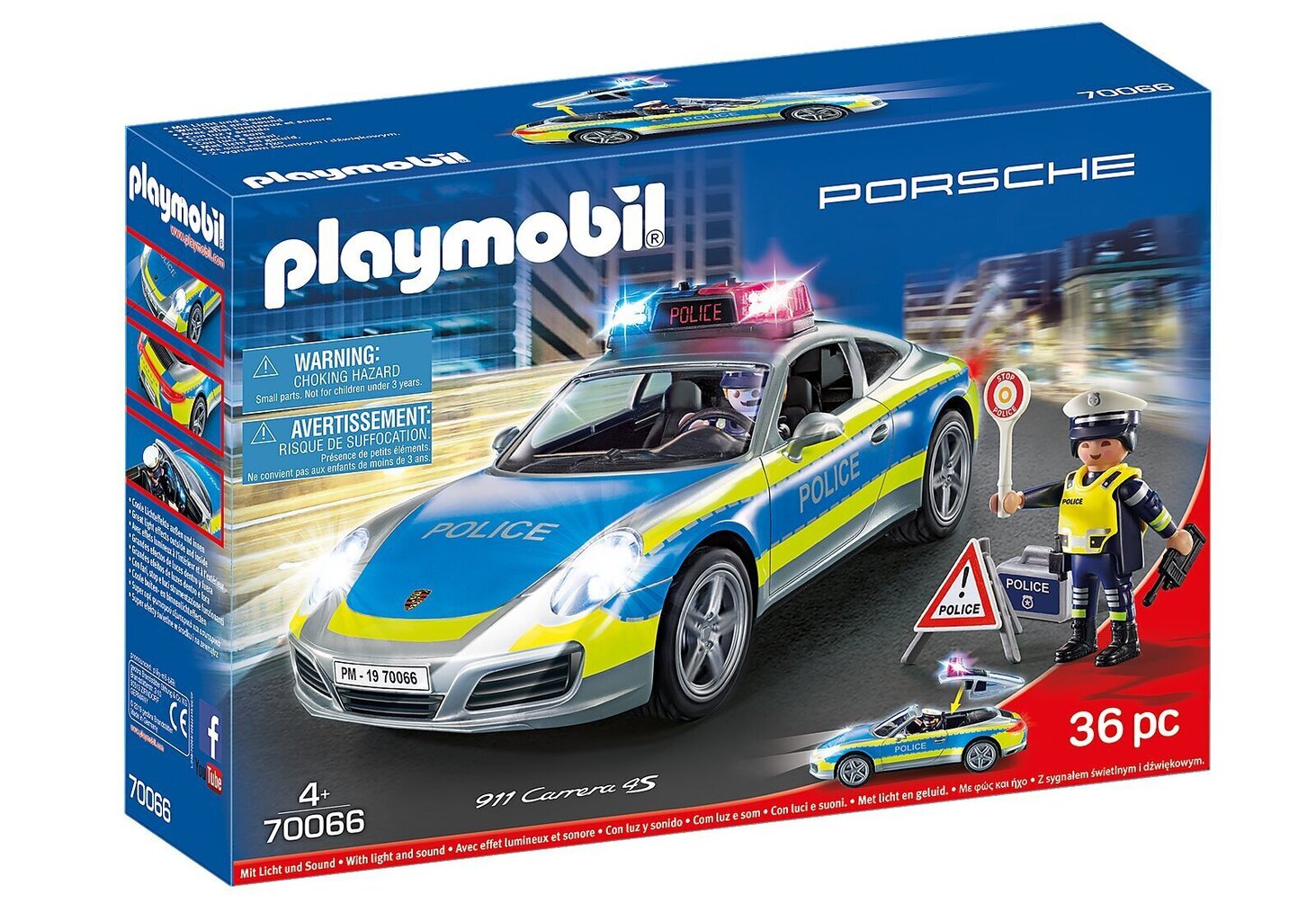 70066 PLAYMOBIL® Porshe Politseiauto 911 Carrera 4S цена и информация | Klotsid ja konstruktorid | kaup24.ee