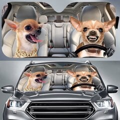 Chihuahua auto päikesevari, Chihuahua tuuleklaas, koerte pere päikesevari, koerte autotarvikud, autokaunistus, Chihuahua armastajate kingitus цена и информация | Мотоаксессуары | kaup24.ee