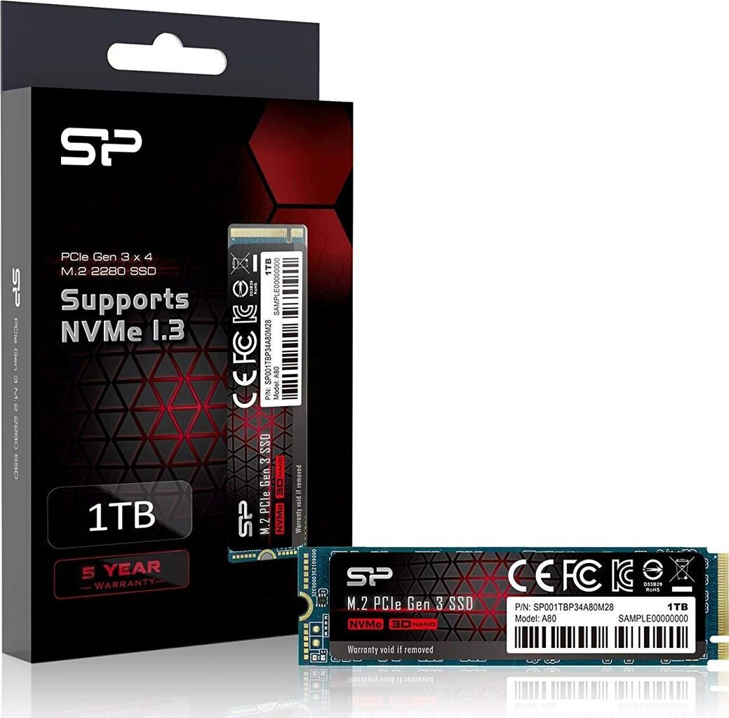 Silicon Power SP001TBP34A80M28 hind ja info | Sisemised kõvakettad (HDD, SSD, Hybrid) | kaup24.ee